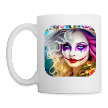 Cooles Harlequin Poker Gothic Mädchen - Tasse - Weiß - Links
