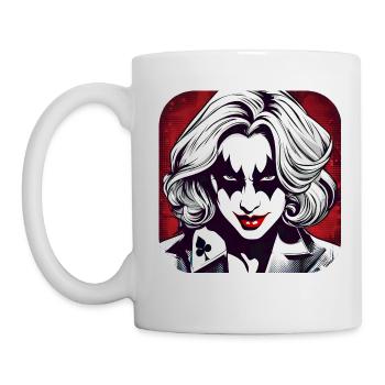 Cool Harlequin Poker Gothic Girl - Mug - white - Left