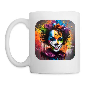 Cooles Harlequin Poker Gothic Mädchen - Tasse - Weiß - Links