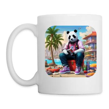 Panda cool sur la plage - Mug blanc - blanc - Gauche
