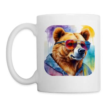 Cool bear with sunglasses - Mug - white - Left