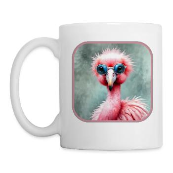 Cool pink flamingo with sunglasses - Mug - white - Left