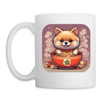 Niedlicher Hund mit Ramen Nudeln - Tasse - Weiß - Links