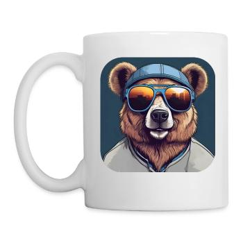 Cool bear with sunglasses - Mug - white - Left