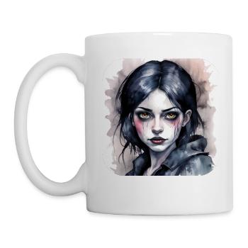 Cooles Gothic Punk Girl - Tasse - Weiß - Links