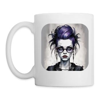 Cooles Gothic Punk Girl - Tasse - Weiß - Links