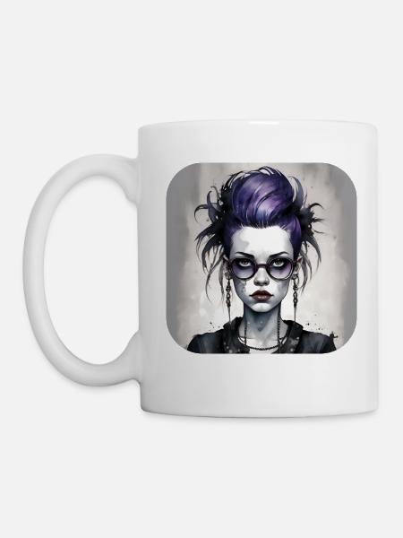 Cooles Gothic Punk Girl - Tasse - Weiß