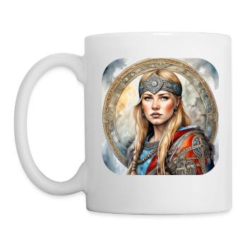 Fière Viking Germanin Bouclier Jeune Fille - Mug blanc - blanc - Gauche