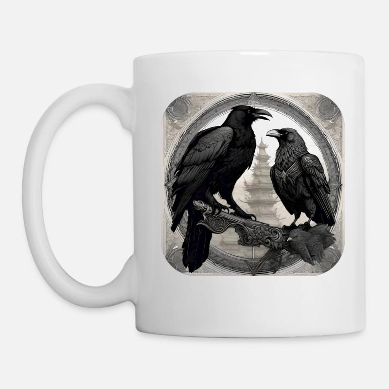 Wikinger Raben Hugin und Munin - Tasse - Weiß