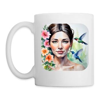 Unknown beauty with hummingbirds - Mug - white - Left