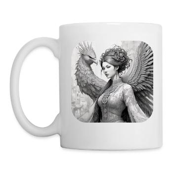 Femme Fantasy avec Phénix - Mug blanc - blanc - Gauche