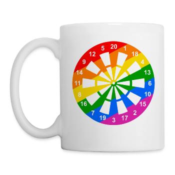 Regenbogen Dartscheibe - Tasse - Weiß - Links