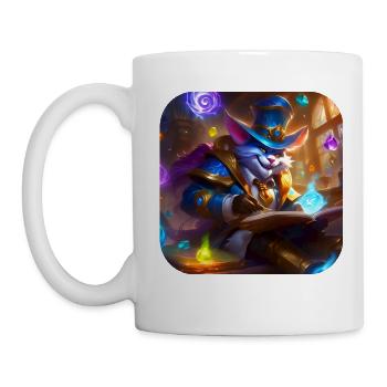 Crazy Magic Cat with Hat - Mug - white - Left