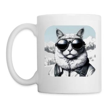 Coole Katze mit Sonnenbrille - Tasse - Weiß - Links