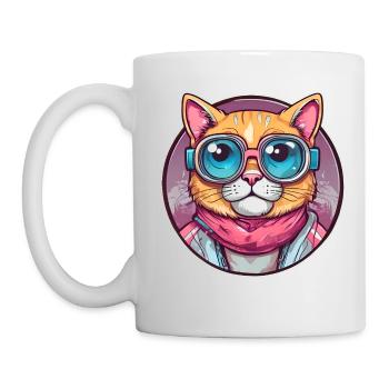 Coole Katze mit Sonnenbrille - Tasse - Weiß - Links