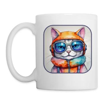 Cool cat with sunglasses - Mug - white - Left