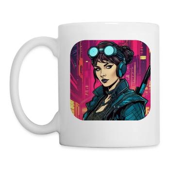 Cooles Cyberpunk Girl VX - Tasse - Weiß - Links