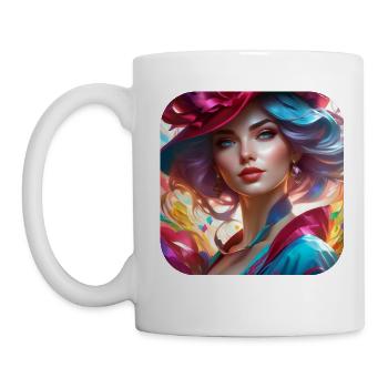 Cooles Steampunk Girl mit Hut - Tasse - Weiß - Links