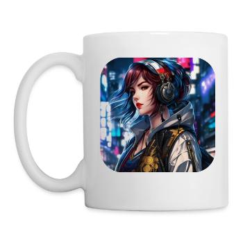 Fille Cyberpunk cool - Mug blanc - blanc - Gauche