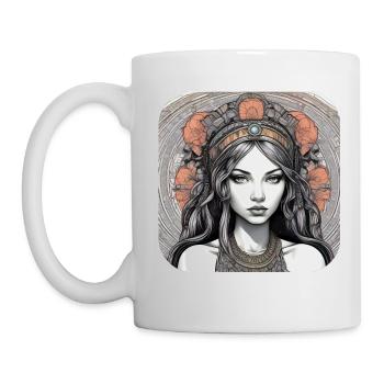 Fille punk gothique cool avec des roses rouges - Mug blanc - blanc - Gauche