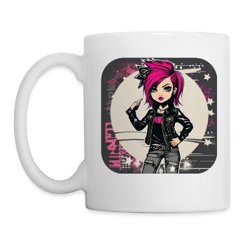 Fille punk gothique cool - Mug blanc - blanc - Gauche