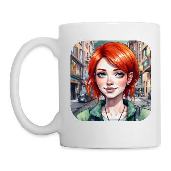 Cooles Mädchen mit roten Haaren - Tasse - Weiß - Links