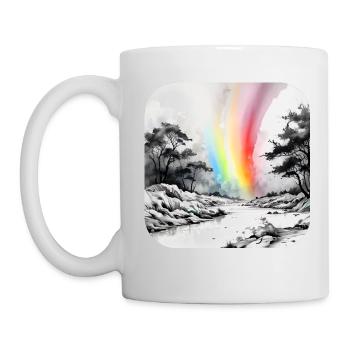 Landschaft mit Regenbogen - Tasse - Weiß - Links