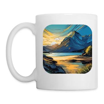Berge im Sonnenuntergang III - Tasse - Weiß - Links