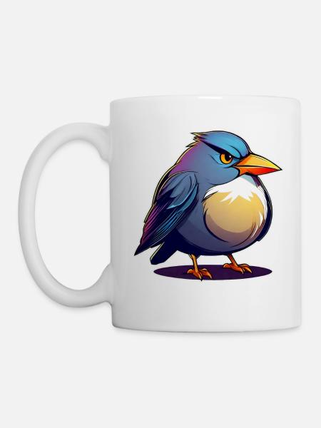 Kleiner grimmiger dicker Vogel - Tasse - Weiß