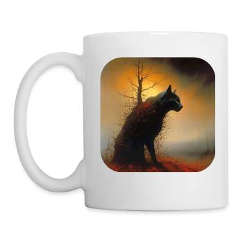 Schwarze Horror Katze - Tasse - Weiß - Links