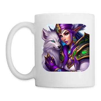 Stolze Fantasy Elfenkriegerin - Tasse - Weiß - Links