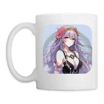Jolie fille animée - Mug blanc - blanc - Gauche