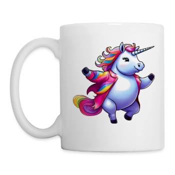 Niedliches tanzendes dickes Einhorn - Tasse - Weiß - Links