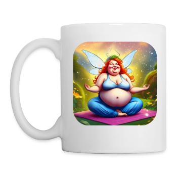 Grosse fée de yoga mignonne en position de bouddha - Mug blanc - blanc - Gauche