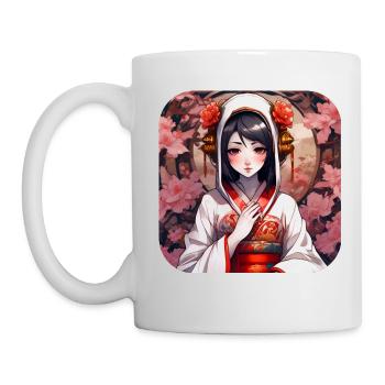 Jolie fille manga anime dans le style geisha - Mug blanc - blanc - Gauche