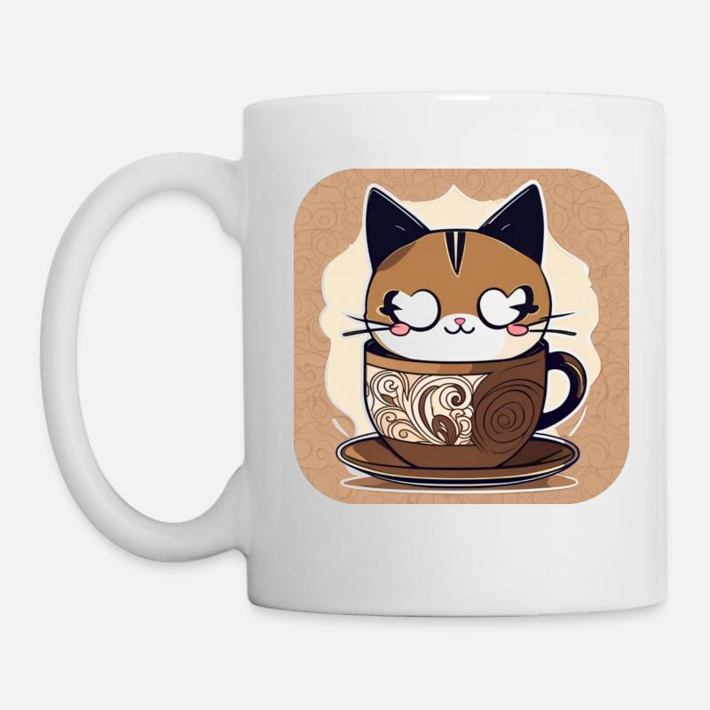 Chat de café mignon - Mug blanc - blanc