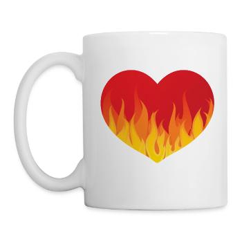Coeur avec le feu de - Mug blanc - blanc - Gauche