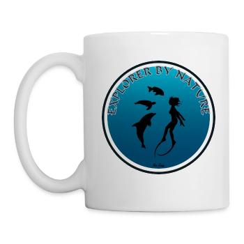 Maori Ocean Art Fisch Delfin Schildkröte Taucher - Tasse - Weiß - Links