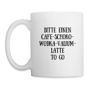 Cafe-Schoko-Wodka-Valium-Latte ToGo - Tasse - Weiß - Links