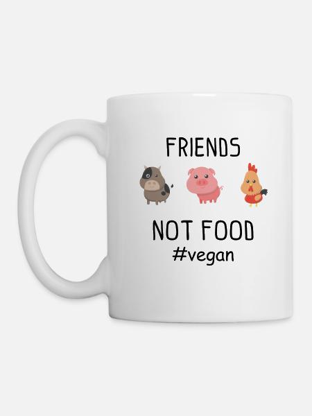 Friends not food Tierschutz Spruch Geschenk - Tasse - Weiß
