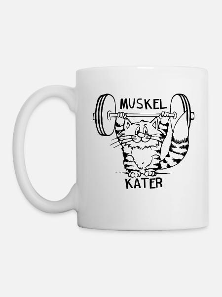 Muskel Kater Geschenk - Tasse - Weiß