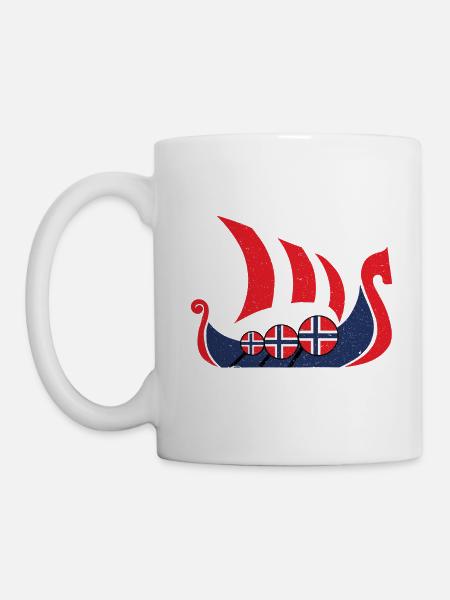 Wikingerschiff Norway Geschenk - Tasse - Weiß