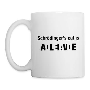 Schroedinger Catinger Chats Rengaine Cadeau - Mug blanc - blanc - Gauche