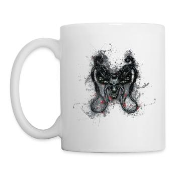 Gothic Monster Totenkopf Paint Splatter Art - Tasse - Weiß - Links