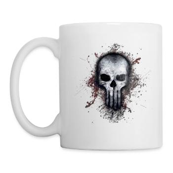 Totenkopf Schädel Tod Gotik Paint Splatter Art - Tasse - Weiß - Links