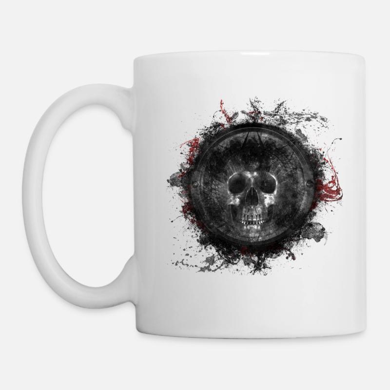 Gothic Death Skull Paint Splatter Art - Mug - white