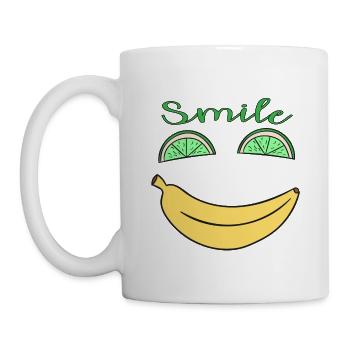 Smile Lemon Banana Fruit Vegan Gift - Mug - white - Left