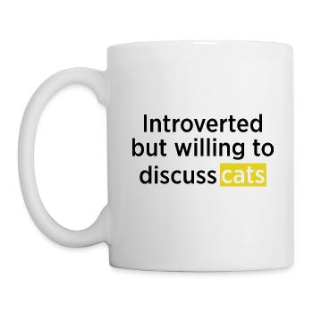 Katzenliebhaber Introvert Spruch Geschenk - Tasse - Weiß - Links
