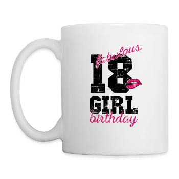 18 years girl lips birthday present - Mug - white - Left