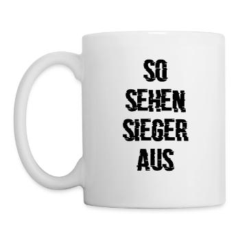 So sehen Sieger aus Geschenk - Tasse - Weiß - Links